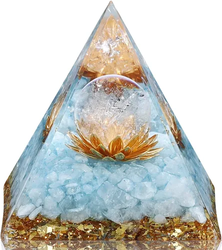 Vista 13 de Hopeseed Pirámide de cristal de orgón para energía positiva, flor de la vida, cristales curativos de amatista de orgonita pirámide para reducir