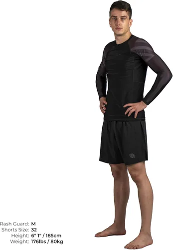 Vista 3 de Sanabul Essential - Camiseta de compresión de manga larga para entrenamiento de MMA, BJJ, lucha libre, agarre y Jiu Jitsu sin gi Todo negro