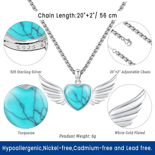 Vista 143 de Joyas de turquesa para mujeres y hombres de plata de ley 925 con colgante de urna para cenizas, collar con medallón de imagen, martillo de Thor