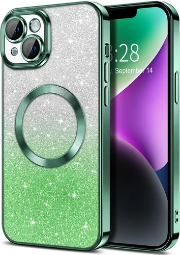 Vista 54 de Hython Funda para iPhone 13 Pro transparente con purpurina magnética [compatible con MagSafe] Protector completo de lente de cámara delgado