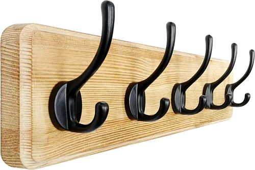 Vista 34 de Dseap Perchero de Pared: Moderno, Patentado, Resistente, 17.4" de Largo, Riel Colgador de Madera con 5 Ganchos Dobles para Abrigos de Invierno, Negro