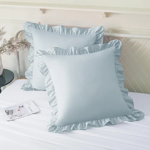 Vista 13 de KKJIAF Paquete de 2 fundas de almohada con volantes de 18 x 18 pulgadas