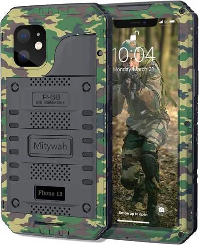 Vista 113 de Mitywah Funda impermeable para iPhone 7/iPhone 8 / iPhone SE 2020, funda de metal resistente de grado militar, protección de cuerpo completo