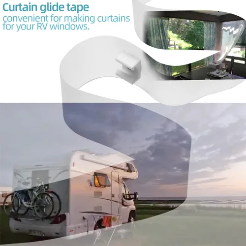 Vista 5 de Paquete de 2 cintas transparentes deslizantes para caravana, deslizadores de 1/2 pulgada, cinta deslizante de cortina de 72 pulgadas A115