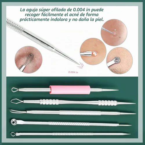 Vista 4 de Herramientas de eliminación de puntos negros, kit de herramientas de 16 piezas, herramientas de espinillas para acné para manchas, herramienta