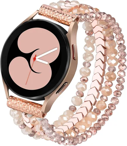 Vista 12 de VISOOM Beaded Boho Samsung Galaxy Watch 9 8 7 6 5 4 Bands 40/42/44mm Women Blanco