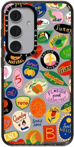 Vista 82 de CASETiFY Funda de impacto para Galaxy S22+ - Adhesivo Aries Moross, color negro transparente