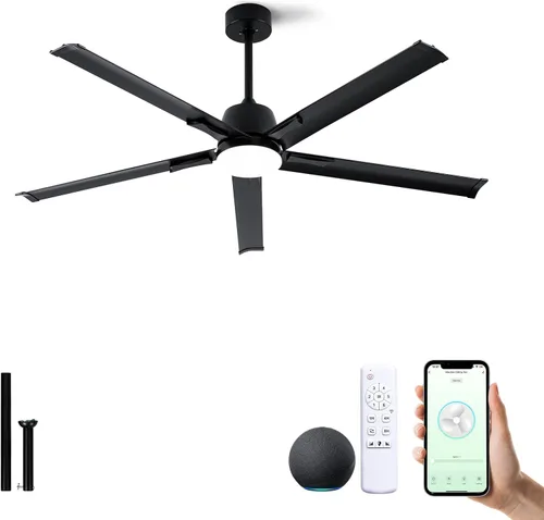 Vista 9 de Ventilador de techo al aire libre inteligente de 62 pulgadas con luz, 5 Negro