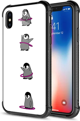 Vista 24 de CARLOCA Funda compatible con iPhone Xs, diseño gráfico a prueba de golpes, antiarañazos, protección contra caídas para iPhone X/XS Familia de jirafa