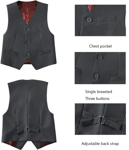 Vista 5 de Lycody Conjunto de chaleco para niños, trajes de vestir formales, trajes de boda, ropa de vestir