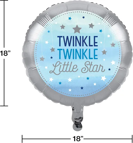 Vista 2 de Creative Converting Twinkle Little Star - Globos de papel de aluminio azul para fiestas, talla única