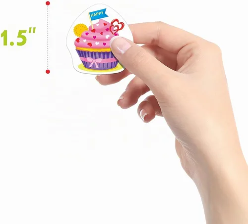 Vista 4 de 600 piezas de pegatinas de decoración de fiesta de cupcakes para maestros, recompensas, estímulo y motivación, paquete mega de 16 diseños con línea