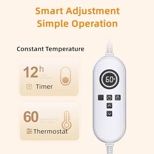 Vista 5 de MOFGOE - Alfombra térmica impermeable debajo del escritorio, 60 niveles de calor ajustables, temporizador de 12 horas, ideal para uso en oficina