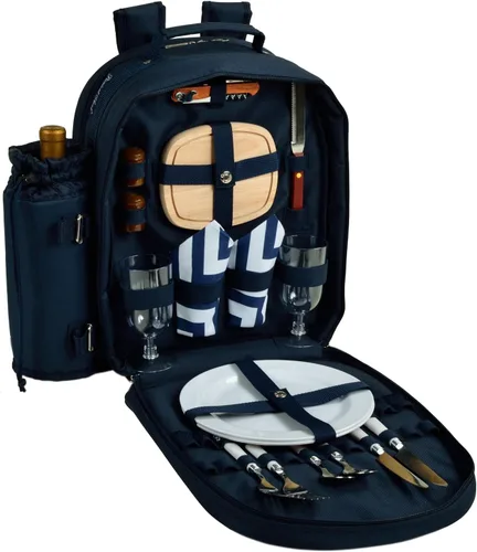 Vista 8 de Picnic at Ascot Mochila de picnic para 2 personas equipada con enfriador y soporte de vino aislado, diseñada y montada en los Estados Unidos