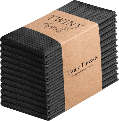 Vista 13 de TWINY threads Juego de toallas de cocina con diseño de diamante, 100% algodón, trapos grandes y trapos de lavado, absorbentes de secado rápido