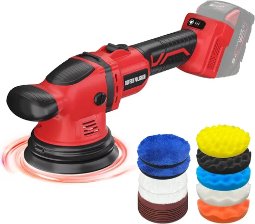 Vista 9 de VERVEWAVE Kit de pulidor inalámbrico para batería Dewalt de 20 V (sin batería), pulidor orbital de coche de 6 pulgadas, velocidad variable de 1800 a