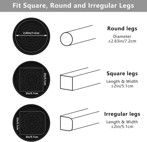 Vista 3 de 4 juegos de elevadores de muebles - elevadores de cama negros de 1", 2" o 3" pulgadas, elevadores redondos apilables resistentes para mesa, sofá