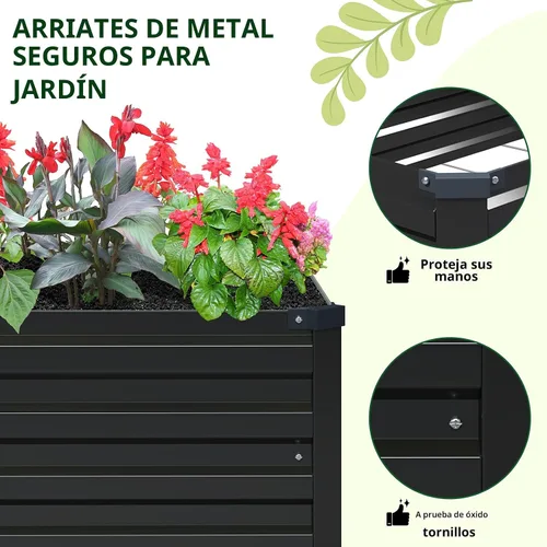 Vista 4 de Vengarus Kit de cama de jardín galvanizado elevado de 8 x 2 x 1 pies (paquete de 2), maceta de metal para exteriores, contenedor rectangular de Negro