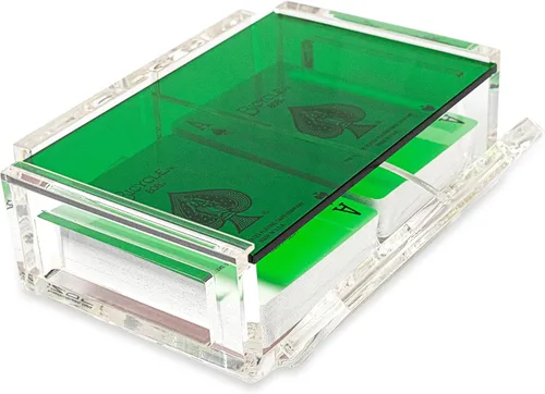 Vista 15 de La Canasta - Juego de bandeja para cartas con 2 barajas de cartas en caja acrílica con tapa deslizante y base giratoria, mantiene la pila de cartas