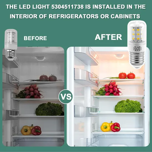 Vista 4 de AMI PARTS 5304511738 Bombilla para refrigerador kei d34l, bombillas LED para refrigerador de 3.5 W compatibles con bombilla frig.idaire AP6278388