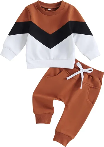 Vista 9 de Thorn Tree Conjunto de sudadera de manga larga para niños pequeños, 2 piezas, para otoño e invierno Conjunto de manga azul y blanco