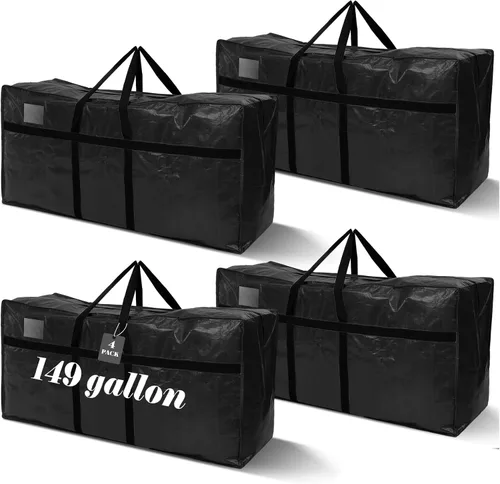 Vista 28 de 4 Piezas Bolsas de Mudanza Grandes con Cremallera y Asas Bolsas de Lona Tipo Duffle Plegables de Almacenamiento Extra Resistentes Extra Grandes