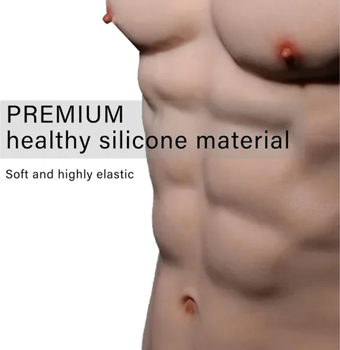 Vista 4 de Traje muscular de silicona realista para hombre, placa de pecho masculina, traje muscular suave, piel de simulación para cosplay, Halloween