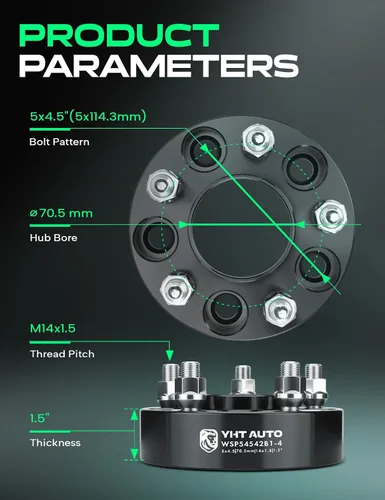 Vista 4 de YHTAUTO 5x4.5 Espaciadores de rueda centrados en buje de 3.8 cm Compatibles con modelos Ford, Lincoln, Explorer, Mustang, GT, Aviator 5x114.3