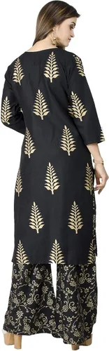 Vista 3 de Chandrakala Kurti Palazzo pantalón con traje Dupatta para mujer (K176-P)