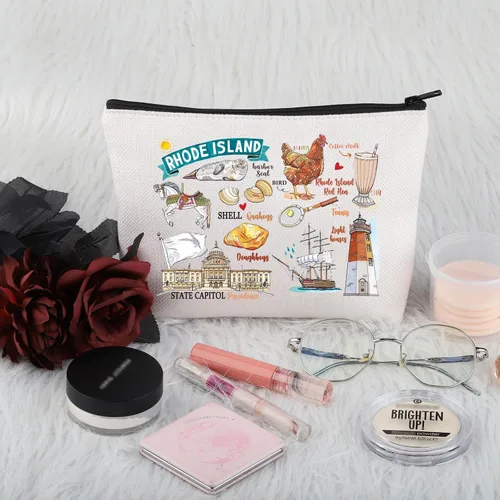 Vista 4 de PWHAOO Rhode Island State Souvenirs Gift Rhode Island Bolsa de maquillaje Rhode Island Bolsa de cosméticos para el hogar Rhode Island Turismo