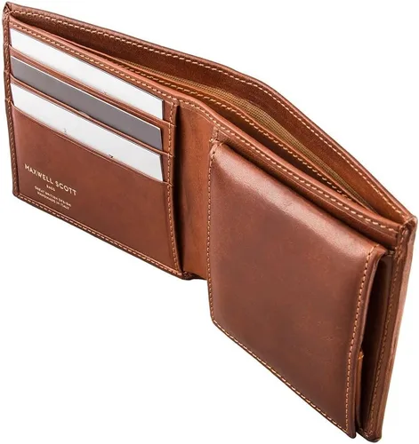 Vista 2 de Maxwell Scott - Mens Luxury Leather Wallet with Coin Pocket Pouch - Handmade from Full Grain Hides -The Ticciano Chestnut Tan