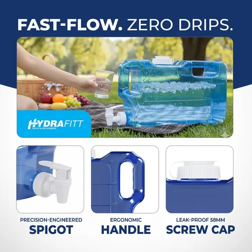 Vista 4 de Dispensador de agua para refrigerador HydraFitt de 1.1 galones – Contenedor de agua para refrigerador delgado a prueba de fugas con llave – Jarra