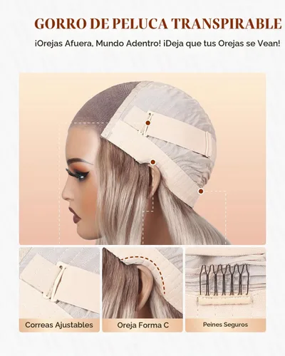 Vista 7 de Arabella 20/Rubio Ceniza Ombre Pelucas de encaje frontal 5x6 de cabello humano, listas para usar, sin pegamento, pelucas de cabello humano