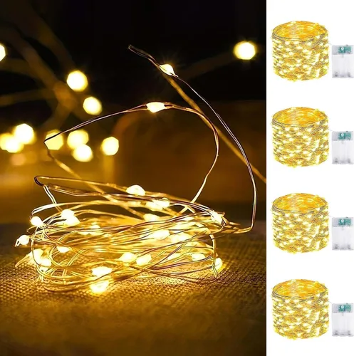 Vista 39 de Guirnalda de luces de Navidad, 10 pies, 30 LED, árbol de Navidad, Papá Noel, copo de nieve, luces de hadas, funciona con pilas, con control remoto