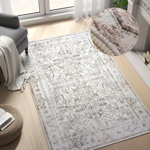 Vista 423 de jinchan Lima - Alfombra simétrica floral geométrica lavable, alfombra de entrada de medio círculo de 2 x 3, alfombra de media luna, suave y Azul