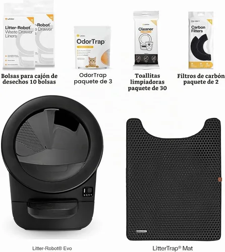 Vista 2 de Whisker Litter-Robot EVO Bundle - Caja de arena automática para gatos autolimpiante, diseño compacto que ahorra espacio, control avanzado de olores