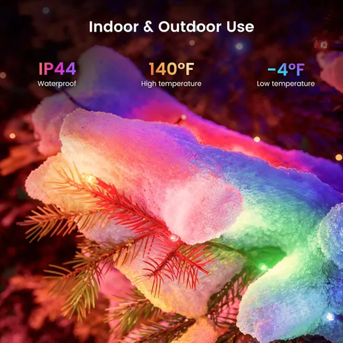 Vista 3 de YEELIGHT Luces de Navidad inteligentes, 200 luces LED de 66 pies que cambian de color con control remoto y conexión Bluetooth, cadena de luces LED