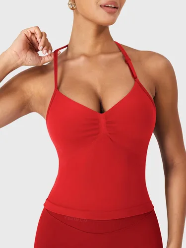 Vista 3 de YEOREO SoftHue Impact Longline Top de Tirantes para Mujer Camiseta sin Mangas Halter para Ejercicio sin Espalda Gimnasio Longline con Correa