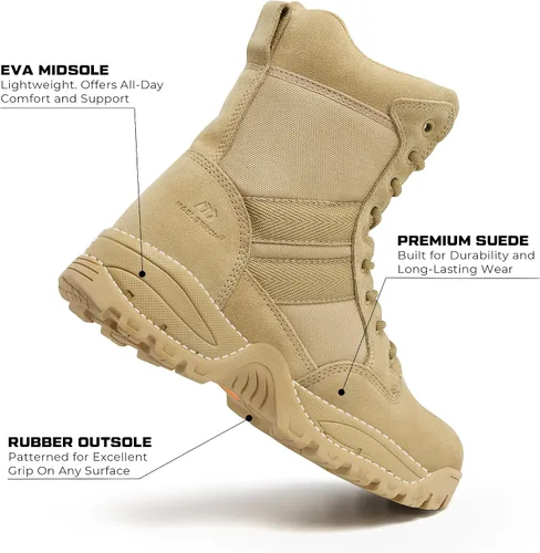 Vista 2 de Maelstrom TAC FORCE botas de trabajo tácticas militares, con cierre, de 8 pulgadas