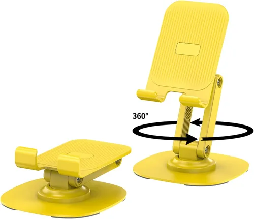 Vista 8 de Soporte giratorio para teléfono móvil de 360°, base de soporte plegable para teléfono de escritorio totalmente ajustable, soporte plegable