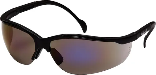 Vista 13 de Pyramex Venture II Safety Eyewear, Indoor/Outdoor Mirror Anti-Fog Lens Lente de espejo de E/S/marco azul metálico