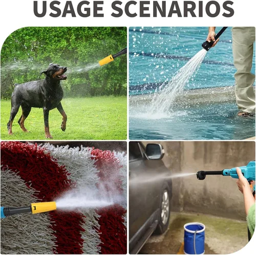 Vista 5 de Lavadora a presión inalámbrica, limpiador eléctrico portátil, agua de alta presión de 750 PSI, 3 velocidades, boquilla 6 en 1 lavadora a presión