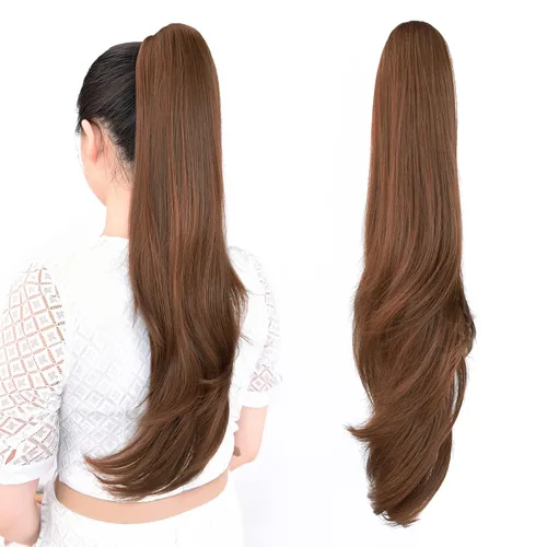 Vista 33 de extensión de cola de caballo, extensión de pelo con pinza de 12" cola de caballo rizada corta Extensión de pelo sintético de aspecto natural