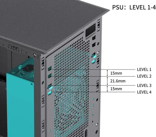 Vista 6 de JONSBO Caja de computadora ATX negra D41 MESH, ATX/M-A.TX Mainboard/Support RTX 4090 (13.189-15.748 in) GPU 360/280AIO, Power A.TX/SFX: 3.937