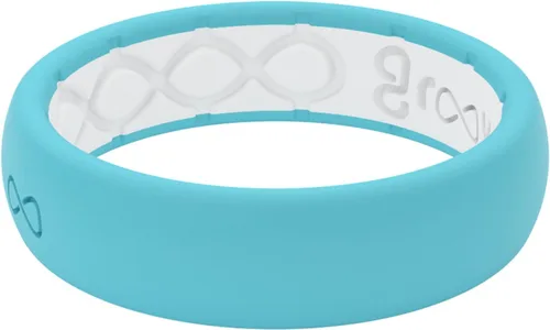 Vista 19 de Groove Life Anillo de silicona sólido y delgado - Anillos de boda de goma transpirables para mujeres, cobertura de por vida, diseño único, anillo