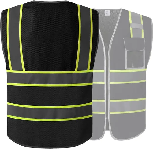 Vista 4 de JKSafety Chaleco de Alta Visibilidad con Múltiples Bolsillos y Forro de Malla Lite que Cumple con los Estándares ANSI/ISEA