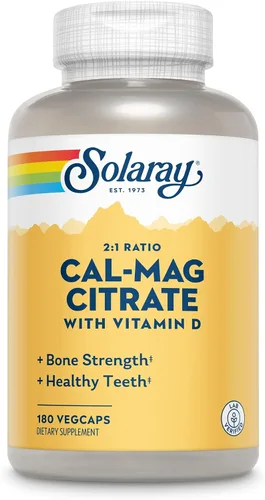 Vista 4 de SOLARAY Proporción 2:1 de citrato de calcio y magnesio con vitamina D-3, huesos sanos, apoyo muscular y sistema nervioso, alta absorción, 180