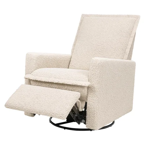 Vista 3 de Babyletto Cali Flange reclinable y planeador giratorio en lazo de peluche almendra, Greenguard Gold y certificado CertiPUR-US GREENGUARD Gold &