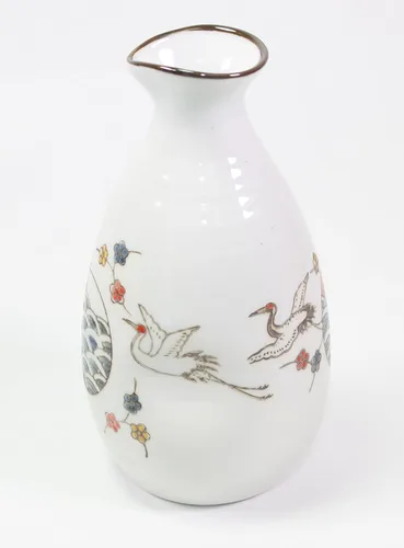 Vista 2 de Juego de sake tradicional japonés de porcelana ~ Juego de 4 tazas 1 decantador de sake japonés/inauguración de la casa/regalo/regalo