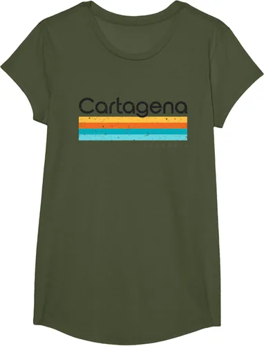 Vista 76 de Camiseta vintage de Cartagena Colombia con diseño retro, Blanco, S
